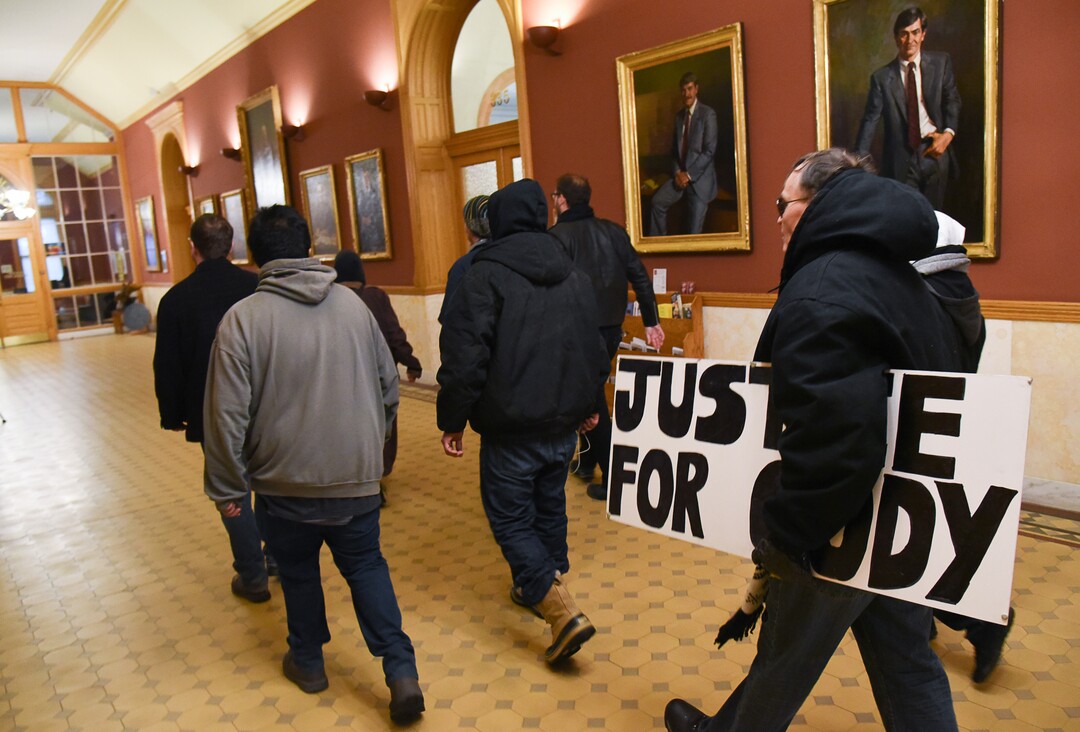 (Francisco Kjolseth  |  The Salt Lake Tribune)  Utah Against Police Brutality and members of Cody BelgardÕs family, the popular Glendale rapper, who was shot by police last November, arrive at the office of Mayor Jackie Biskupski on Thursday, Jan. 10, 2019,in hopes of getting a meeting to speak with her. For weeks, the family of Cody Belgard has asked to meet with Mayor Biskupski to discuss his shooting by SLCPD, to no avail.