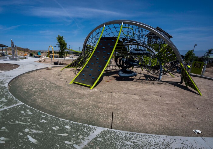 (Rick Egan | The Salt Lake Tribune) The playground at Magna Regional Park, photographed on June 17, 2021, is under construction, but the park has an estimated opening date in August.