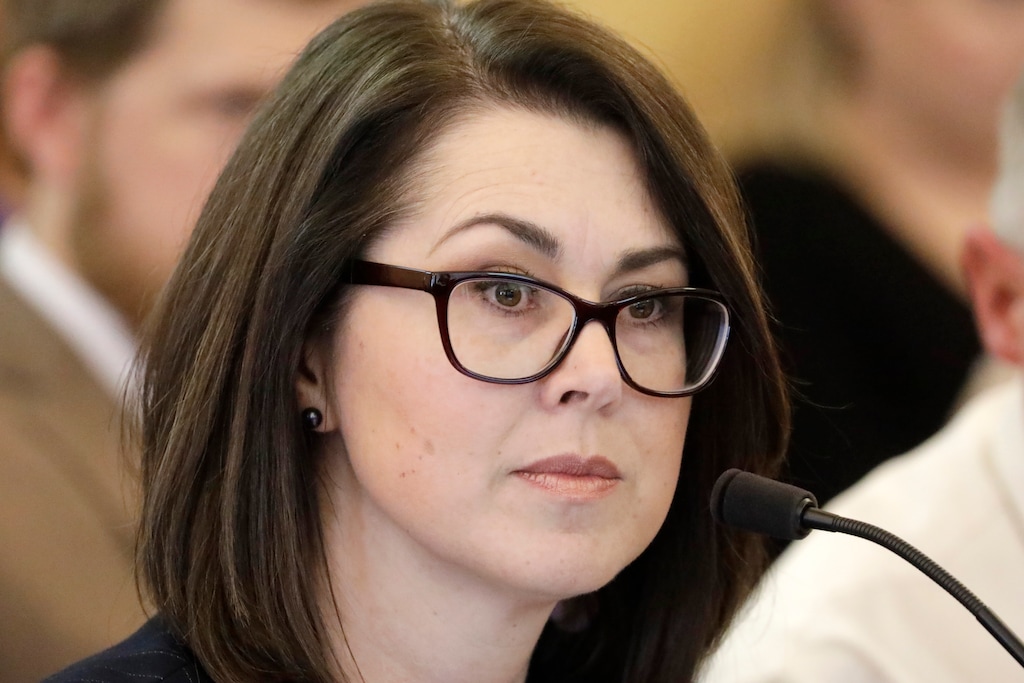 (Rick Bowmer | AP file photo) Republican Sen. Deidre Henderson looks on during a hearing, Feb. 10, 2020, in Salt Lake City. Polygamists have lived in Utah since before it became a state, and 85 years after the practice was declared a felony they still number in the thousands. Now, a state lawmaker says it's time to remove the threat of jail time for otherwise law-abiding polygamists. "The law is a failure. It hasn't stopped polygamy at all and it's actually enabled abuse to occur and remain unchecked," said Henderson.