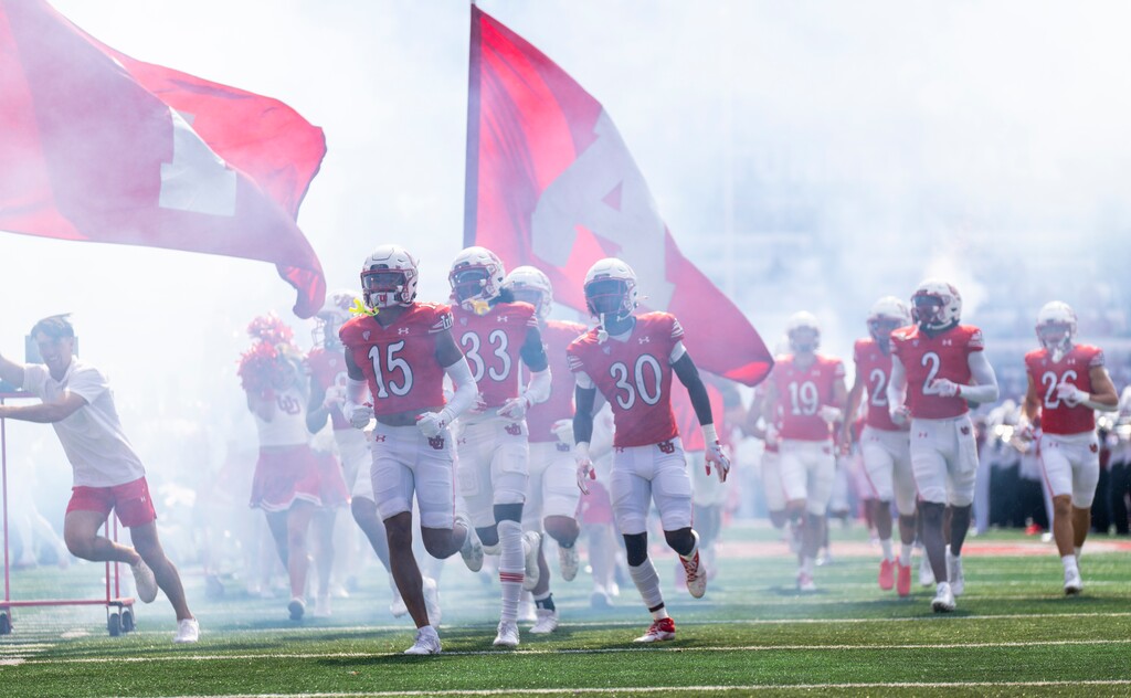 (Rick Egan | The Salt Lake Tribune)  The Utes take the field against the UCLA Bruins on Sept. 23, 2023.