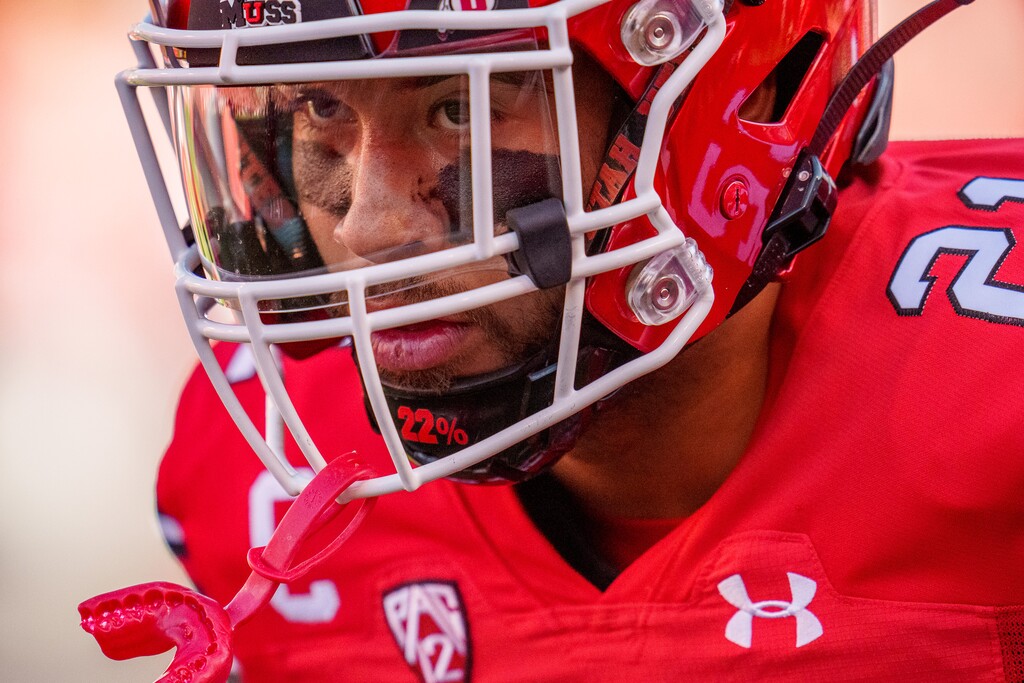 (Trent Nelson  |  The Salt Lake Tribune) Utah Utes linebacker Karene Reid (21) as the Utah Utes host the Florida Gators, NCAA football in Salt Lake City on Thursday, Aug. 31, 2023.
