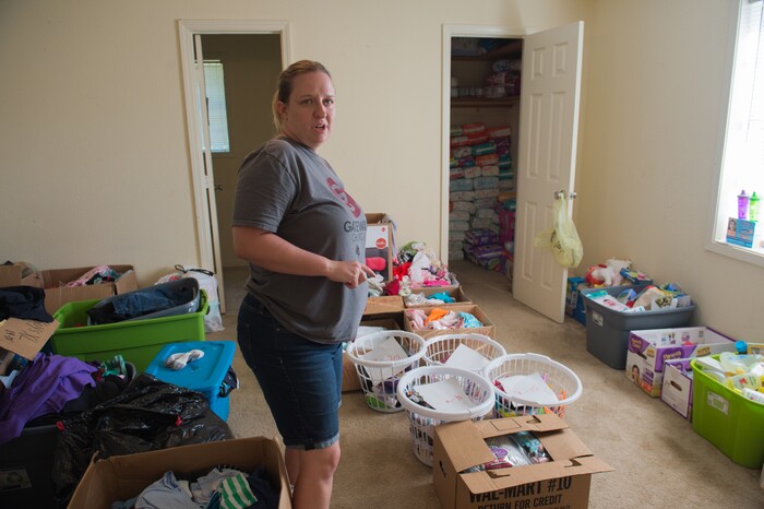 (Rachel Molenda  |  The Salt Lake Tribune)  Jennifer Thatcher is one of the organizers at Gateway Church who is managing items to be given to those impacted by Hurricane Harvey in Kountze, Texas, on Tuesday, Sept. 5, 2017.