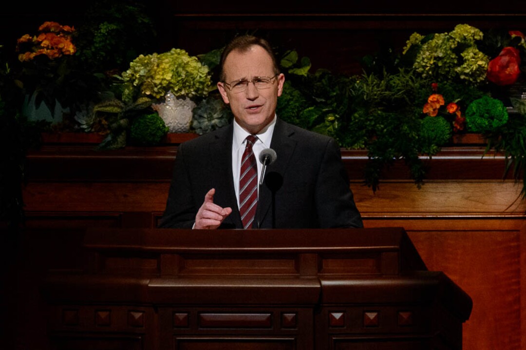 (Trent Nelson  |  The Salt Lake Tribune)  Kyle S. McKay speaks during the afternoon session of the189th Annual General Conference of The Church of Jesus Christ of Latter-day Saints in Salt Lake City on Sunday April 7, 2019.