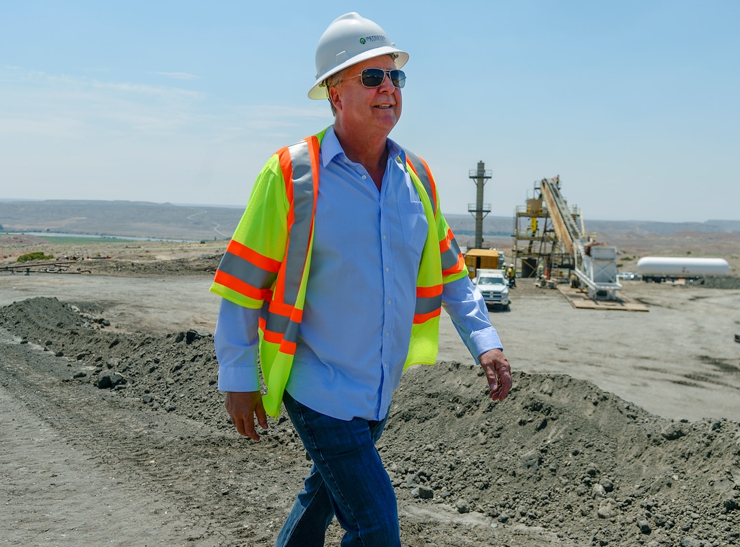 Leah Hogsten  |  The Salt Lake Tribune  ÒIt is Mother NatureÕs oil spill. We are here to clean it up,Ó said Petroteq Energy CEO David Sealock of the company's plan to extract marketable crude from tar sands along Asphalt Ridge, south of Vernal, Thursday, June 14, 2018. Petroteq claims to have perfected a process to extract crude oil from tar sands in a cost-effective, yet environmentally friendly manner using a proprietary cocktail of solvents. 