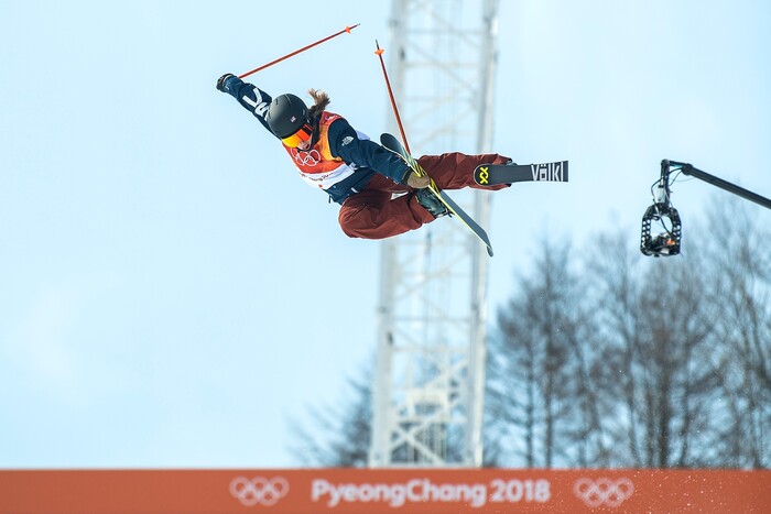 (Chris Detrick  |  The Salt Lake Tribune)  Maddie Bowman of the United States competes in the Ladies' Ski Halfpipe Final Run at Phoenix Park during the Pyeongchang 2018 Winter Olympics Tuesday, Feb. 20, 2018. Bowman, the gold medal winner in the 2014 Sochi Olympics, finished in 11th place with a score of 25.80.  