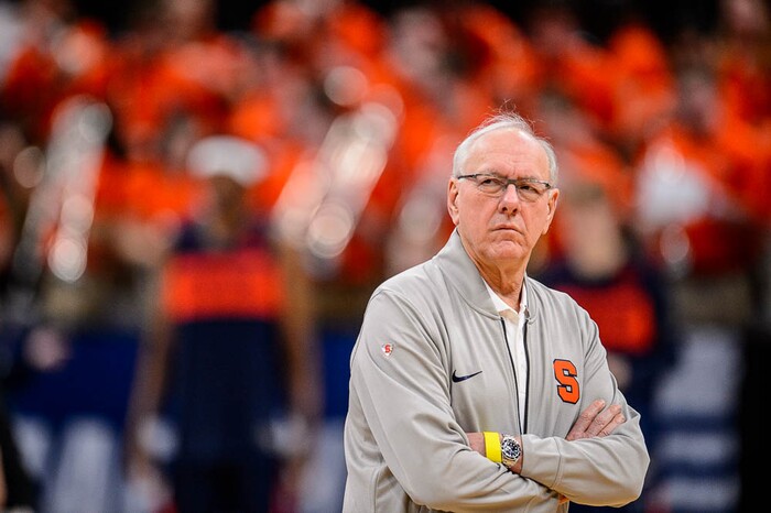 (Trent Nelson | The Salt Lake Tribune)  
Syracuse coach Jim Boeheim at a practice session for the 2019 NCAA Tournament in Salt Lake City on Wednesday March 20, 2019.