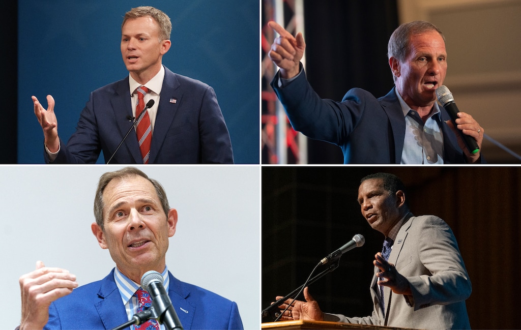(The Salt Lake Tribune) Utah members of U.S. Congress, clockwise from top left: Rep. Blake Moore; Rep. Chris Stewart; Rep. Burgess Owens; and Rep. John Curtis.