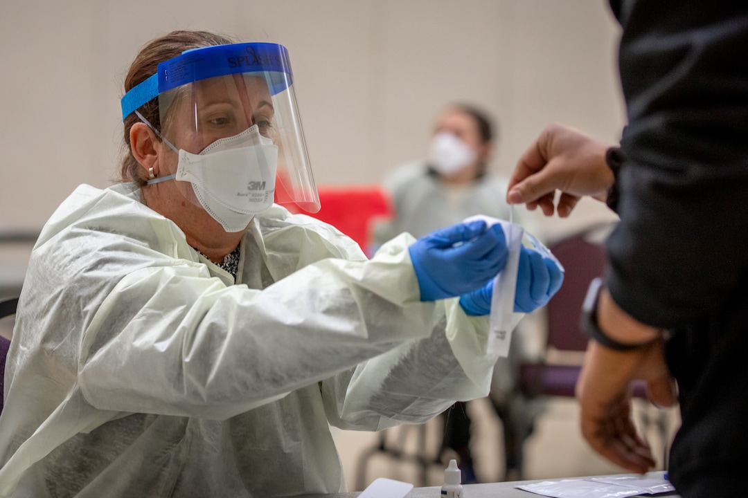 (Photo courtesy of Weber State University) Weber State University begins the first day of wide-scale COVID-19 testing for students and employees at the Ogden campus on Tuesday, November 10, 2020. Weber State had previously offered free testing for anyone with possible coronavirus symptoms. The new process will allow for free rapid testing for thousands of people even if they aren’t showing symptoms.