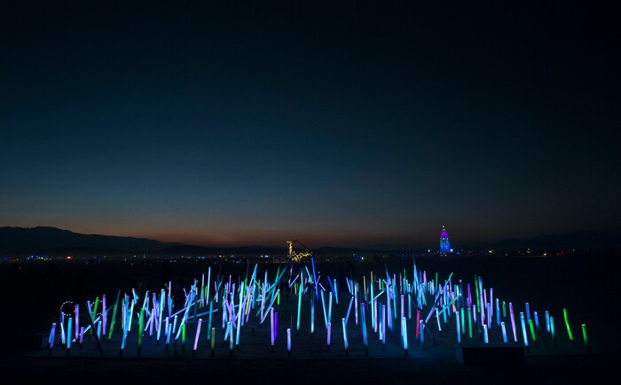 (Rick Egan  |  The Salt Lake Tribune)The Celestial Field by Elenor Cranke, glows in the evening, during Burning Man, in the Black Rock Desert, north of Reno Nevada, Friday, September 1, 2017.