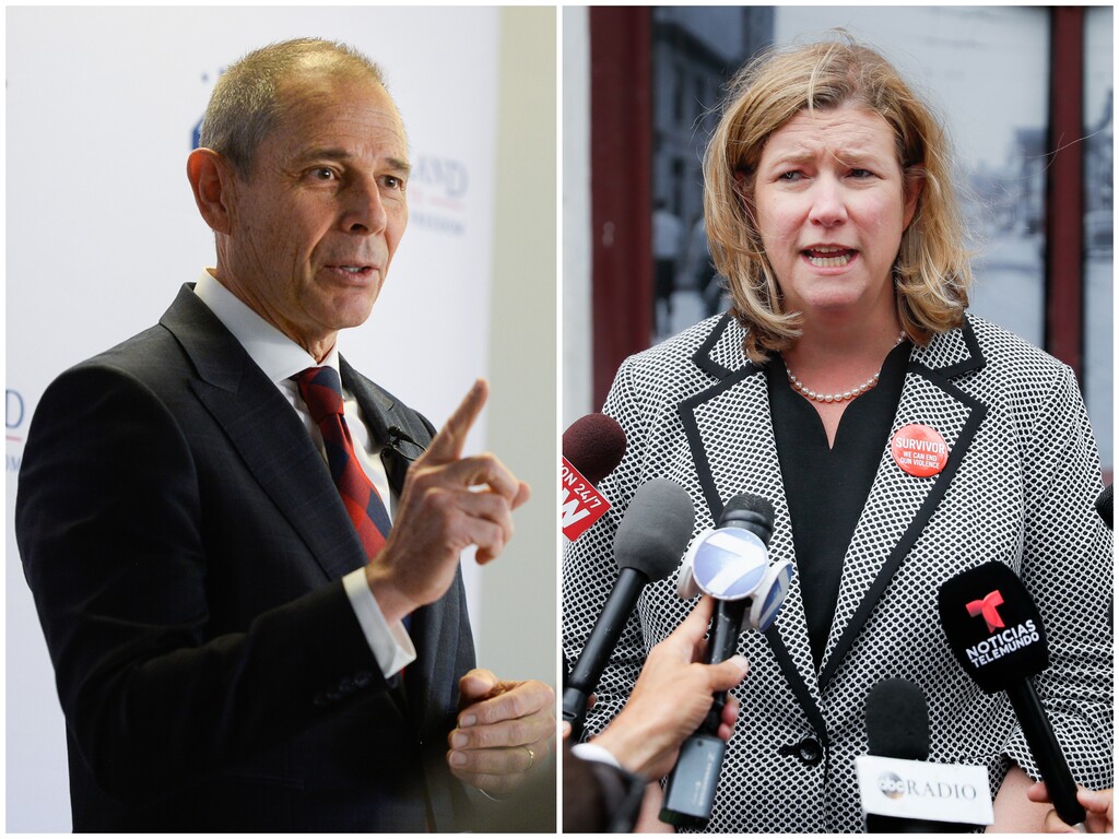 (Tribune and AP file photos) Rep. John Curtis, R-Utah, left, and Dayton, Ohio, Mayor Nan Whaley, vice president for the U.S. Conference of Mayors. Whaley criticized Curtis, a former Provo mayor, on CNN Tuesday, Dec. 22, over his remarks about the pressure Congress faced to include cities and states in the economic aid package passed Monday.