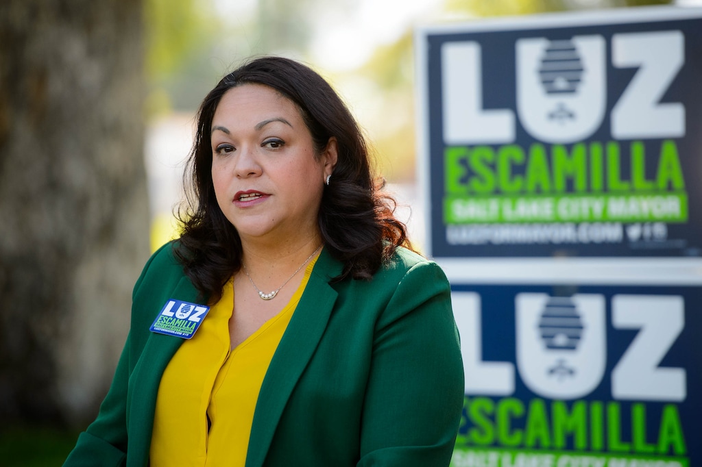 (Trent Nelson  |  The Salt Lake Tribune)  Luz Escamilla unveils her environmental policy proposals at a news conference in Salt Lake City on Tuesday Sept. 24, 2019.