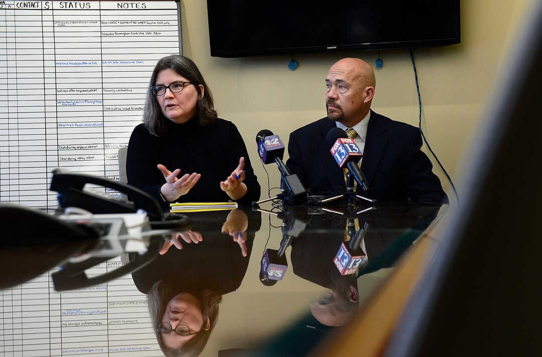 (Scott Sommerdorf   |  The Salt Lake Tribune)   Utah Cold Case Coalition co-founders Karra Porter, left, and Jason Jensen, speak about proposed legislation, nicknamed "Rosie's Bill," that would lobby for a centralized database for all cold cases in the state, Thursday, January 18, 2018.