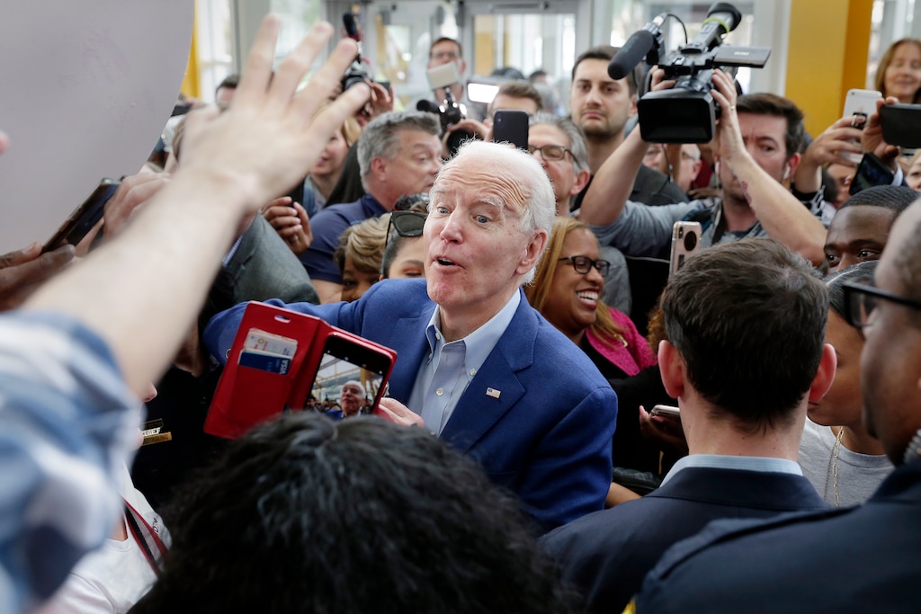 (Michael Wyke | AP) Democratic presidential candidate former Vice President Joe Biden greets the crowd after speaking at a campaign rally Monday, March 2, 2020, at Texas Southern University in Houston.