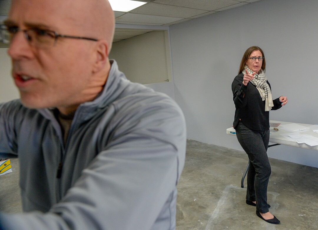 Leah Hogsten  |  The Salt Lake Tribune  Salt Lake City liquor attorney, Tanner Lenart and Nox Contemporary art gallery owner, John Sproul, tack the ill-fated artistic memorials of Utah’s now defunct liquor law on the walls of Sproul's gallery. The opening reception for the installation is Friday, November 16th and runs thru the end of November. Last May, the state law requiring restaurants and bars to display DABC signs labeling themselves as a “bar” or a “restaurant” was repealed. Once a perceived nuisance by restauranteurs, the signs are celebrated art. The installation "This is Art, Not a Sign," is a collage made of "This is a Restaurant, Not a Bar" liquor signs that were once required in Utah restaurants.