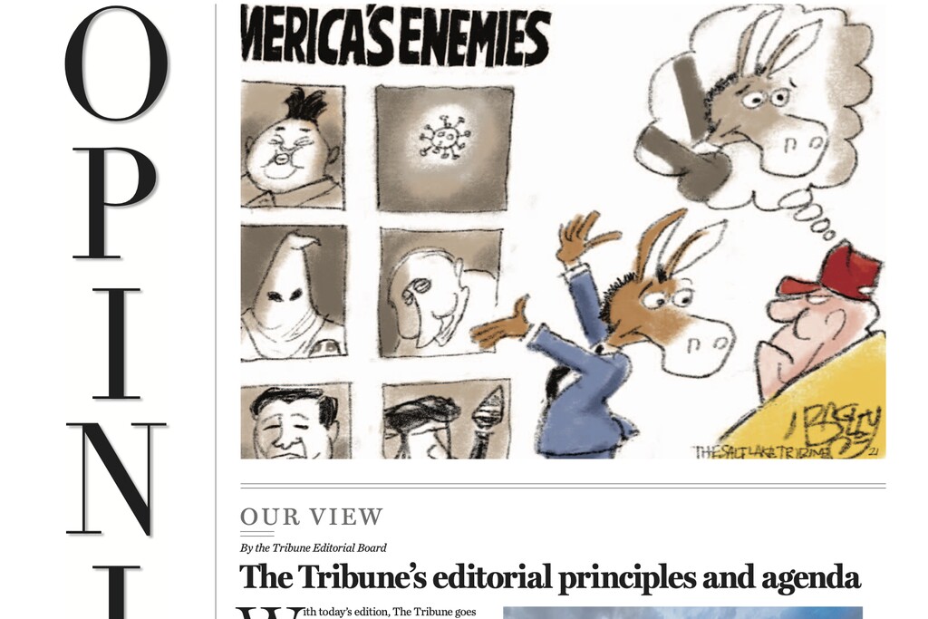 (Screenshot) The Salt Lake Tribune’s Opinion cover from January 3, 2021.