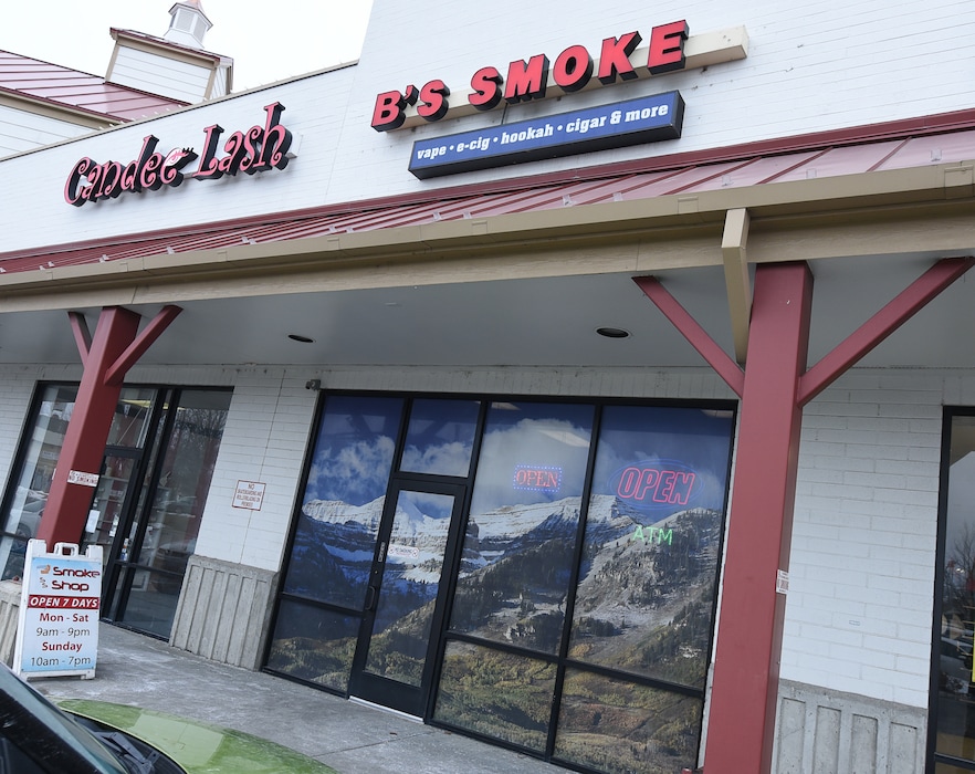 (Francisco Kjolseth | Tribune file photo) B's Smoke is believed to be the only smoke shop in Lehi. One of the owners declined comment Wednesday after saying he was unaware of a new city ordinance setting a minimum age of 21 for purchasing tobacco or e-cigarettes. Cedar Hills followed suit and passed a similar ordinance on Tuesday.