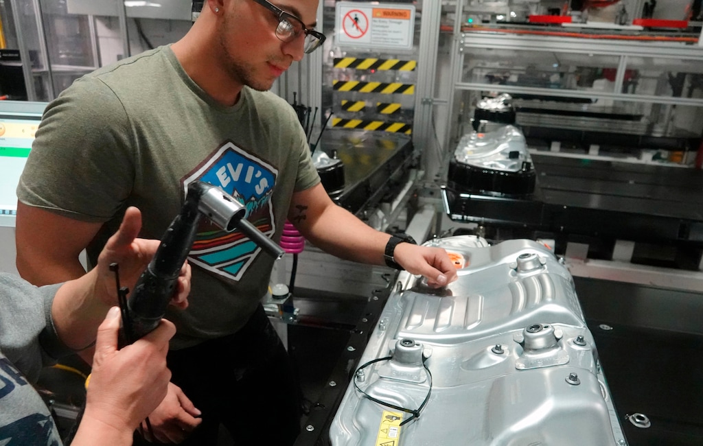 (Benjamin Spillman/The Reno Gazette-Journal via AP, File)

In this Dec. 3, 2018, photo, workers put the finishing touches on a battery pack for a Tesla Model 3 sedan at Tesla's northern Nevada Gigafactory in Reno, Nev.