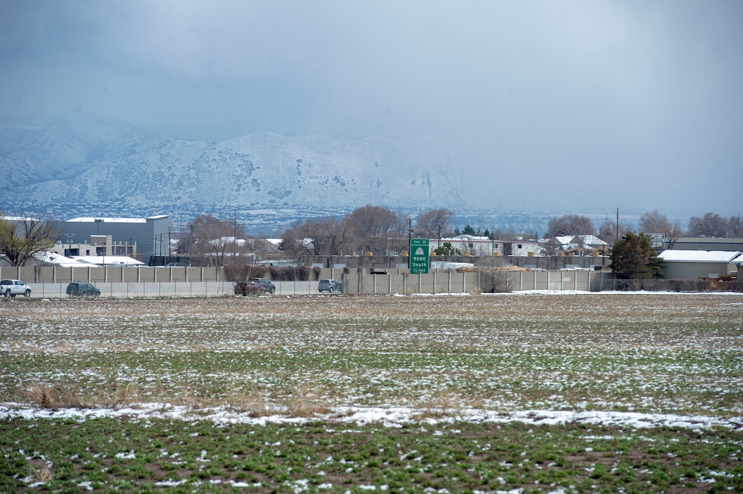 (Rick Egan  |  The Salt Lake Tribune)        Legislature ordered a sound wall along a field bordering the west side of Bangerter Highway in South Jordan, Friday, March 29, 2019.
