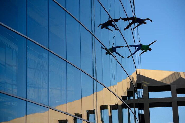(Trent Nelson | The Salt Lake Tribune)Bandaloop performs at the Utah Arts Festival in Salt Lake City, Thursday June 21, 2018.