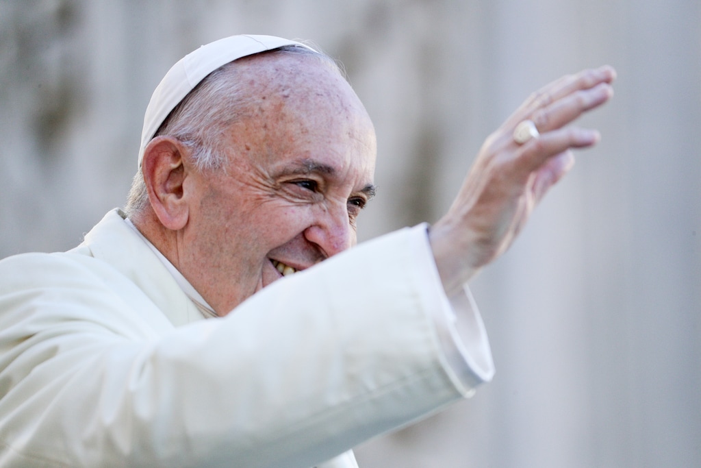 (AP Photo/Andrew Medichini) Pope Francis arrives for his weekly general audience, in St. Peter's Square, at the Vatican, Wednesday, Nov. 8, 2017.