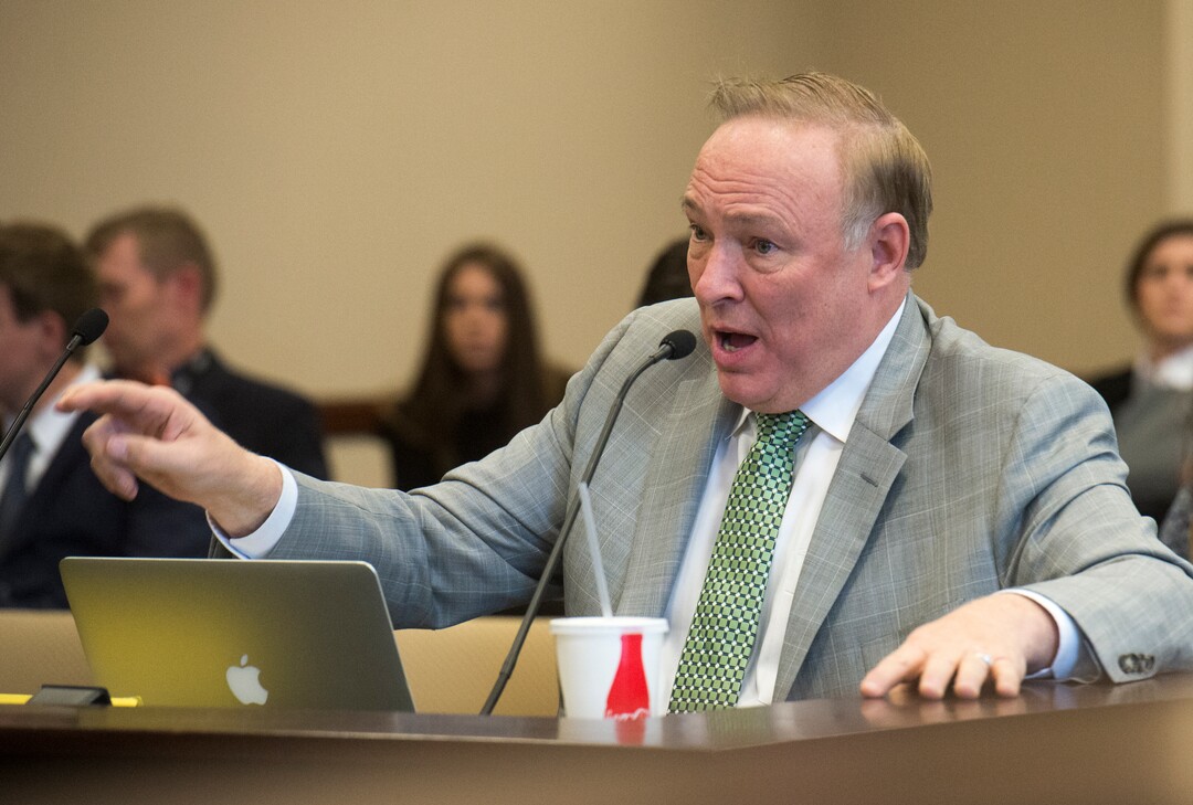 (Rick Egan  |  The Salt Lake Tribune)  Sen. Jim Dabakis speaks in support of bill, SJR16 during a Senate Education Committee meeting at the Capitol, Friday, March 2, 2018.