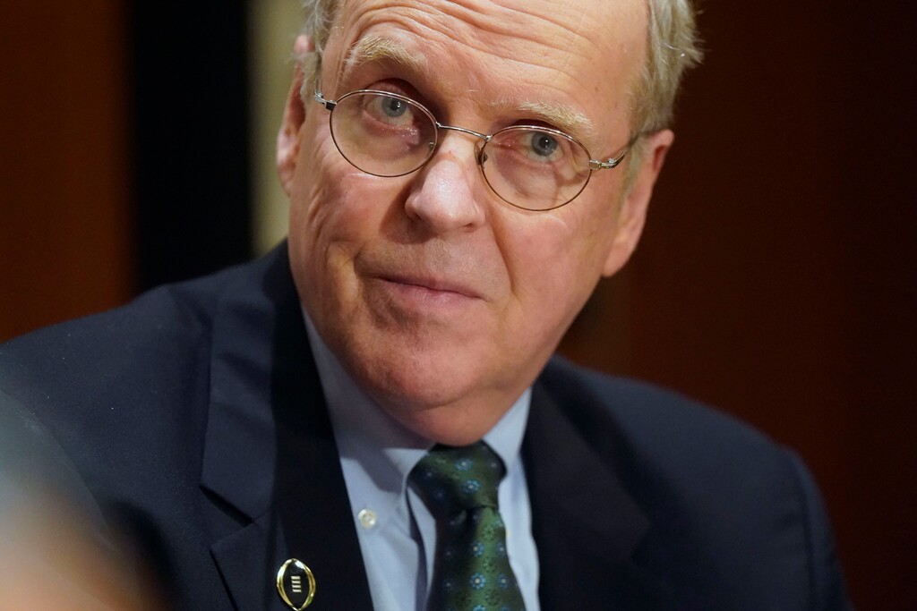 (LM Otero | AP) College Football Playoff Executive Director Bill Hancock listens to a reporter's question Tuesday, June 22, 2021, in Grapevine, Texas.