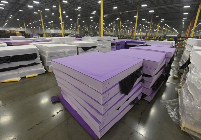 (Francisco Kjolseth | The Salt Lake Tribune)  Purple, an Alpine based company that has developed tech to manufacture flexible mattresses at a 574,000 square foot plant in Grantsville, is among many Utah companies that are categorized as important "high growth" companies in Utah and Salt Lake counties. 