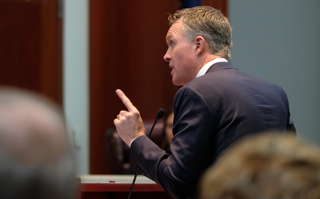 (Francisco Kjolseth  |  The Salt Lake Tribune)  Attorney Steven Sandberg, representing BYU goes before the Utah Supreme Court to appeal a ruling after a 3rd District judge ruled that the private universityÕs police force is a governmental entity that has to follow the same rules for transparency as other police departments across the state on Friday, Oct. 4, 2019. The Salt Lake Tribune's lawsuit involved whether BYU police should be subject to Utah's open records laws.