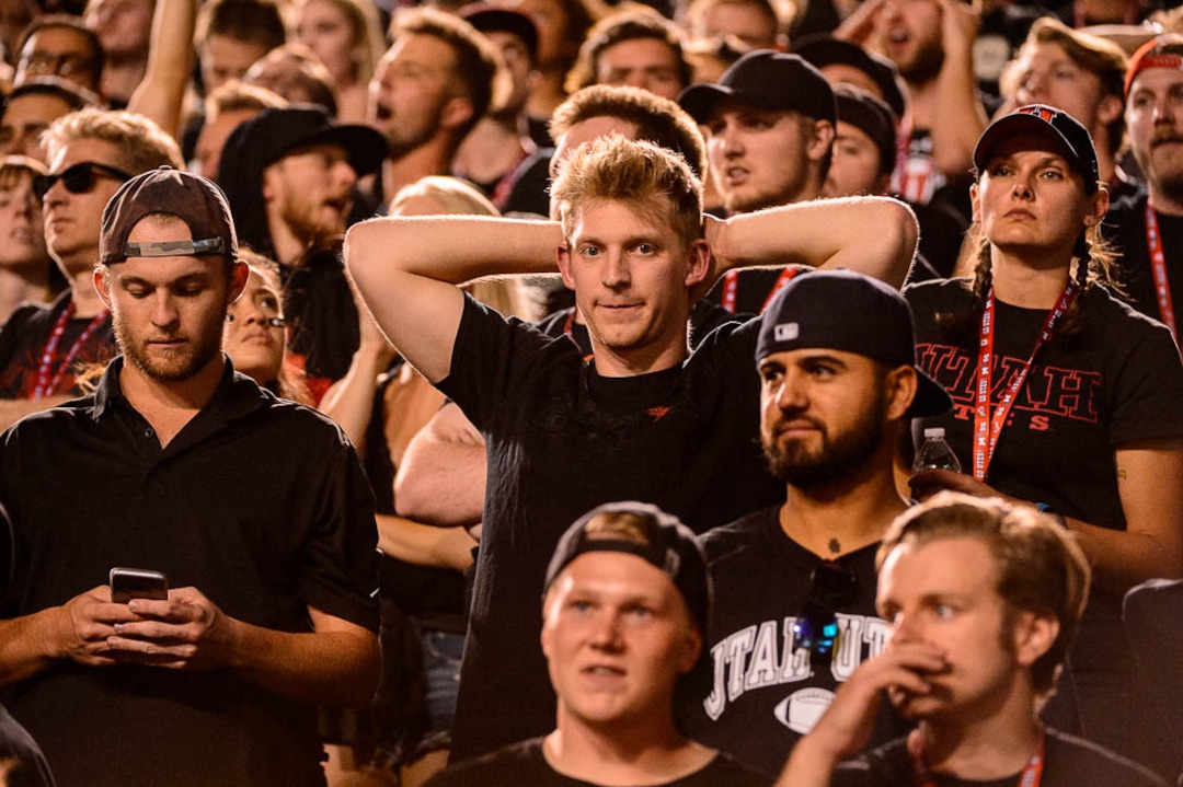 (Trent Nelson | The Salt Lake Tribune)  Utah fans as the University of Utah hosts Washington at Rice-Eccles Stadium in Salt Lake City, Saturday Sept. 15, 2018.