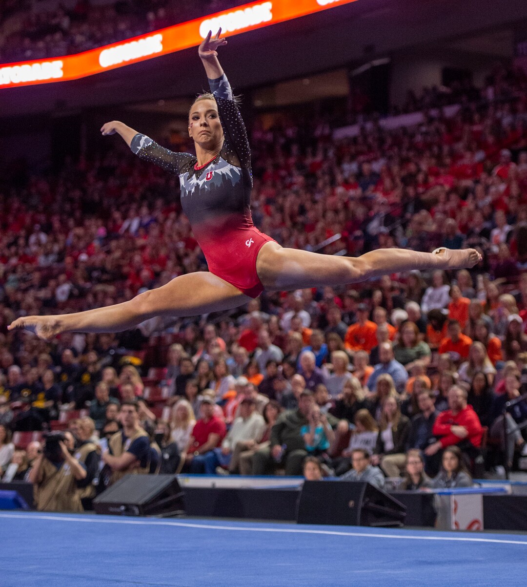 (Rick Egan  |  The Salt Lake Tribune)    MyKayla Skinner competes on the floor for Utah, in the PAC-12 Gymnastics Championships at the Maverik Center, Saturday, March 23, 2019.