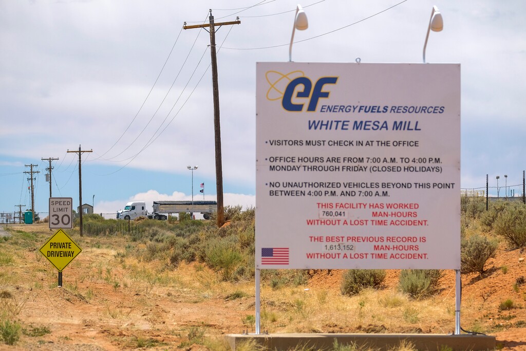 (Leah Hogsten | The Salt Lake Tribune) Energy Fuels Resources, which operates the only conventional uranium mill in the United States near Blanding, in San Juan County, Utah, June 24, 2020. The plant applied for a permit to reprocess 660 tons of radioactive powder stored at the Silmet rare metals plant in Sillame, Estonia, more than 5,000 miles away, for its uranium content in 2020.