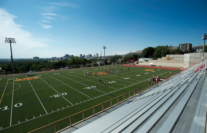 (Rick Egan  |  The Salt Lake Tribune)  Judge Memorial football field ,Wednesday, August 8, 2017.