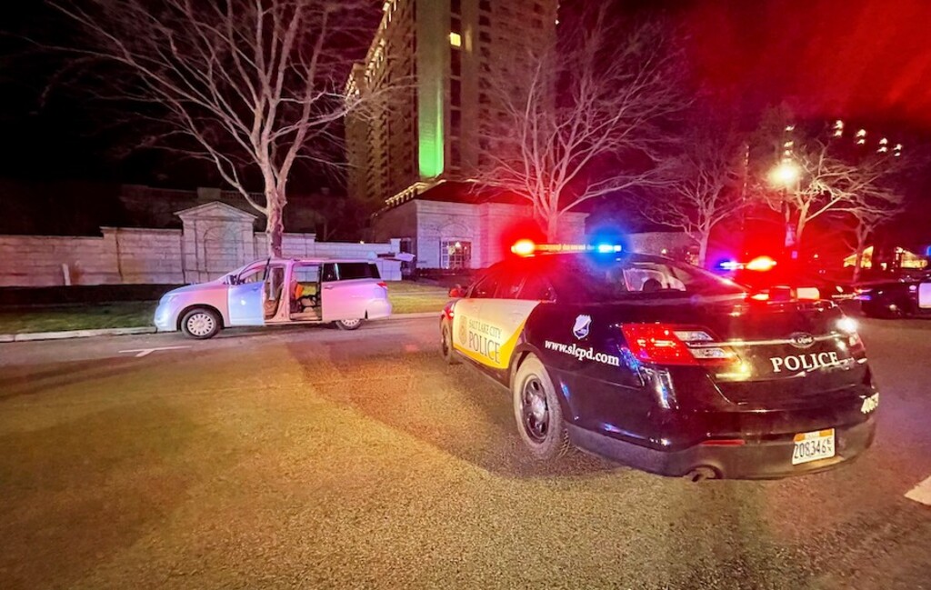 (Salt Lake City Police Department) A 14-year-old boy was driving this stolen minivan the wrong way down 500 South, police said.