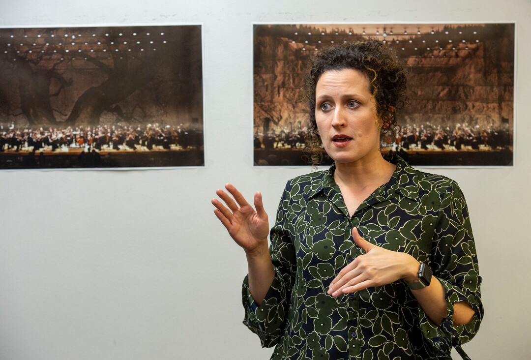 (Rick Egan  |  The Salt Lake Tribune)  Utah Opera stage director Crystal Munich talks about the digital projections that will transform Abravanel Hall for the next production during a preview event for "Norma," at the Utah Opera Production Studios, Monday, April 15, 2019.