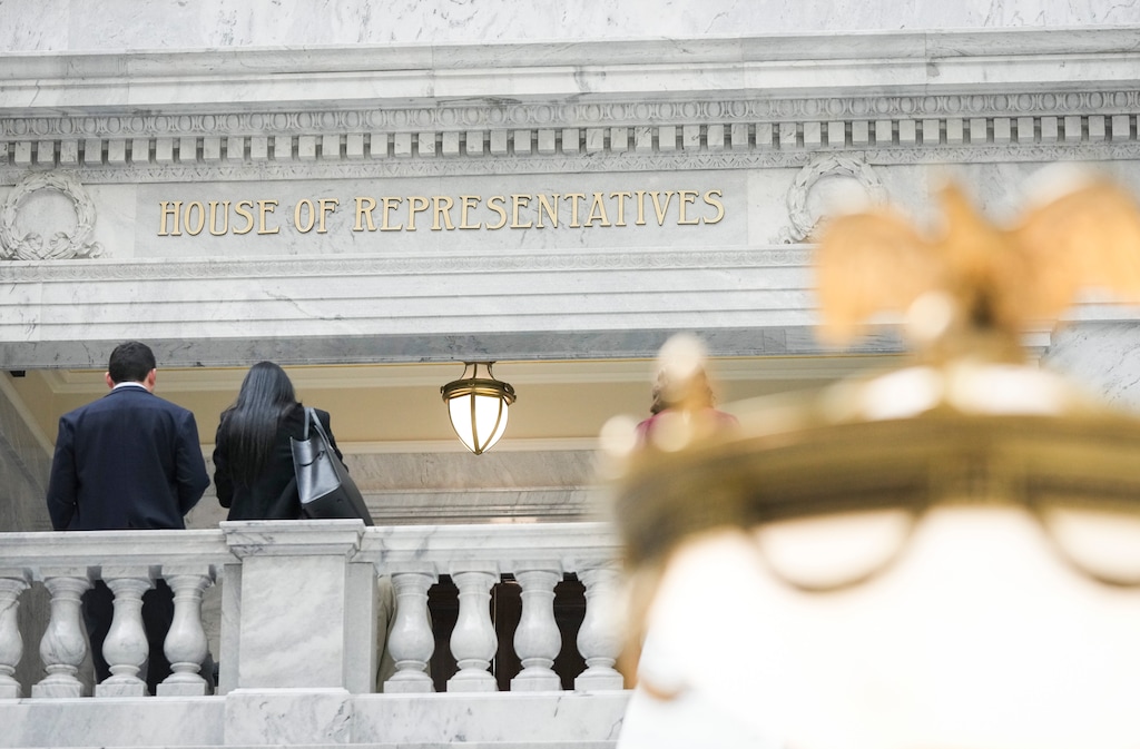 (Bethany Baker  |  The Salt Lake Tribune) People stand in front of the House of Representatives at the Utah Capitol in Salt Lake City on Thursday, Feb. 27, 2025.