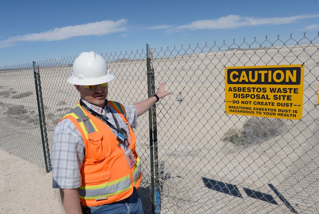 (Al Hartmann | Tribune file photo) David Squires, general manager at Clive Operations for EnergySolutions, stands next to an area ready to accept large quantities of depleted uranium on April 2, 2015.