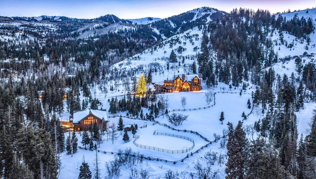 (Engel & Völkers Park City) A 5-acre estate that includes a 7,700-foot house with private lift access to the Tombstone base area at Park City Mountain, a guest cabin and an "entertainment barn" will go up for auction in June 2025.