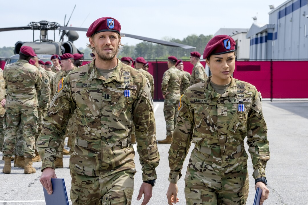 (Mark Hill/The CW) Matt Barr as Gallo and Christina Ochoa as Nora in “Valor.”
