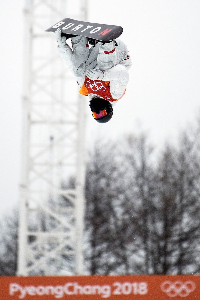 (Chris Detrick  |  The Salt Lake Tribune)  Shaun White competes during the men's halfpipe finals at Phoenix Snow Park during the Pyeongchang 2018 Winter Olympics Wednesday, Feb. 14, 2018.  White won the event with a 97.75, his third Olympic gold medal in the halfpipe (2006, 2010, 2018).