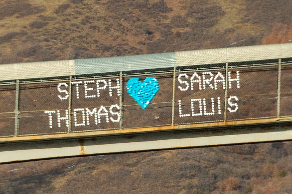 (Rick Egan | The Salt Lake Tribune) Sign on a bridge on Interstate 80 in memory of the four Utahns killed in Saturday's avalanche in Mill Creek Canyon, Monday, Feb. 8, 2021.