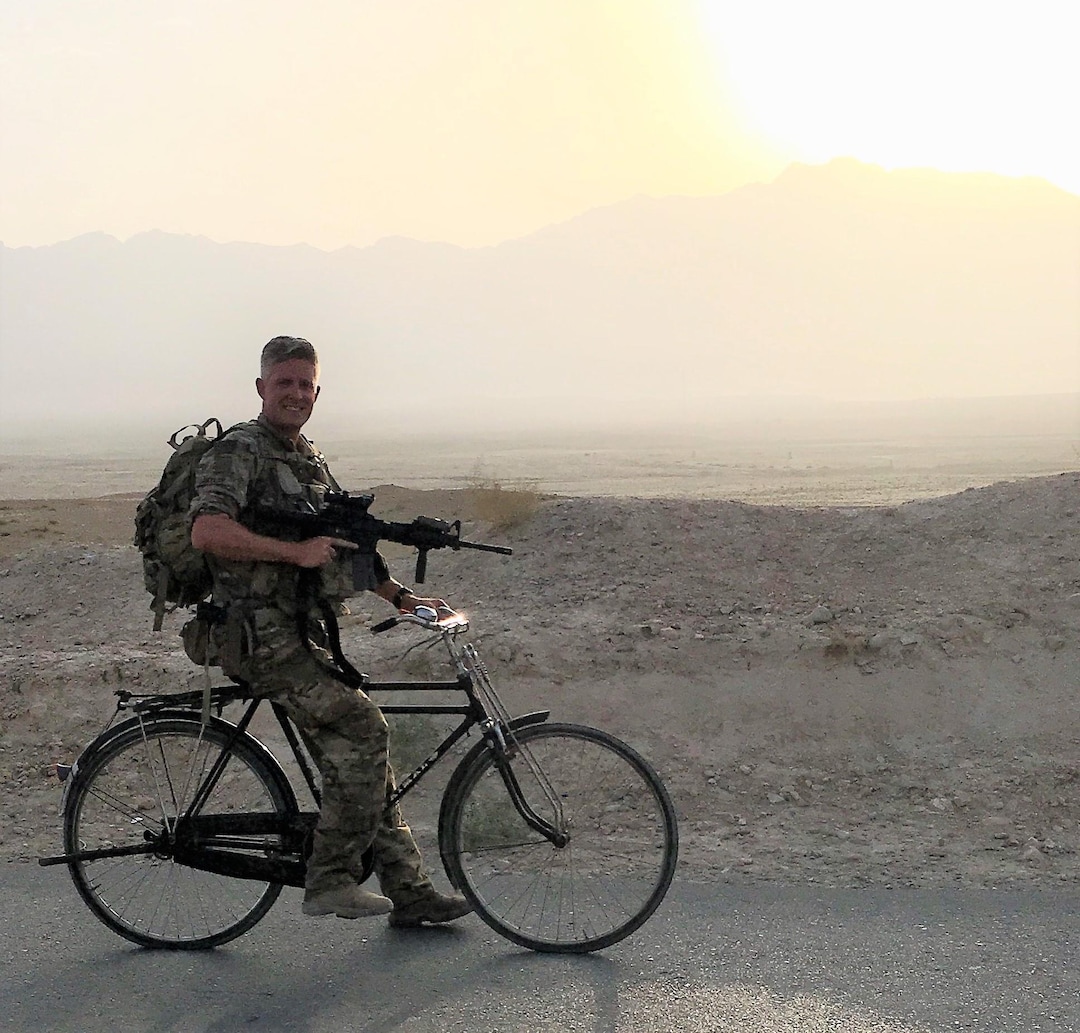(courtesy of the North Ogden Discussion Facebook page) This photo was posted in a public Facebook group on Oct. 17, 2018, by North Ogden Mayor and National Guardsman Brent Taylor, who has been killed in Afghanistan. "Combat bicycle: my new favorite method for getting around!" Taylor wrote.