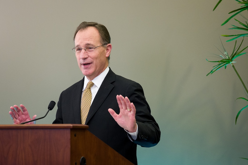 (Trent Nelson  |  The Salt Lake Tribune) General authority Seventy Kyle S. McKay, the church historian, speaking in March, has apologized for brief remarks he made at a regional worship service.