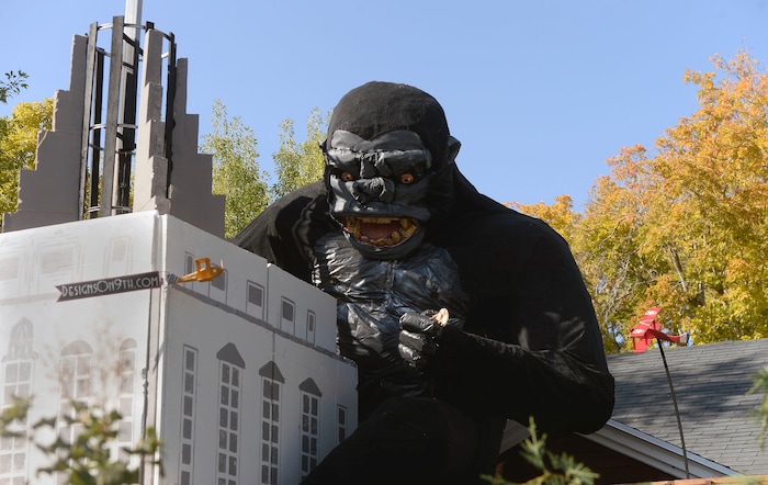 (Al Hartmann  |  The Salt Lake Tribune) 	
Ammon Smith has outdone himself again this Halloween season dressing up his home along 900 East in Sugarhouse.   He's done something wild and scary in his yard for the past five years.  This year it's King Kong.