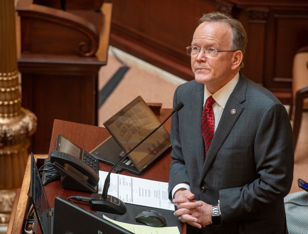 (Rick Egan | The Salt Lake Tribune)   Senate President Stuart Adams, R-Layton,  says it's too soon for talk of a tax cut.