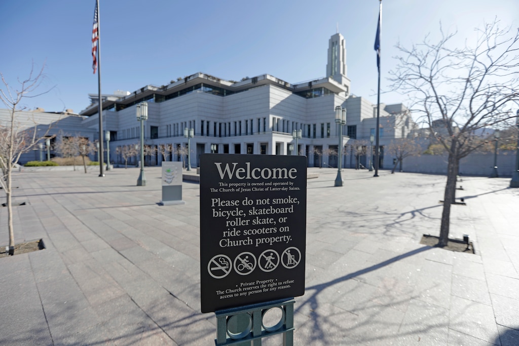 (Rick Bowmer | AP photo)

The Church of Jesus Christ of Latter-day Saints' Conference Center is shown during the 190th Annual General Conference Saturday, April 4, 2020, in Salt Lake City. The twice-annual conference kicked off without anyone attending in person and top leaders sitting some 6 feet apart inside an empty room viewed via live-stream as the faith takes precautions to avoid the spread of the coronavirus. It is the first conference without a crowd since World War II, when wartime travel restrictions were in place.
