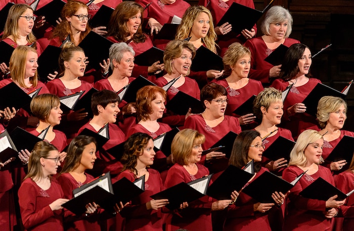 (Trent Nelson | The Salt Lake Tribune)  The Mormon Tabernacle Choir sings at funeral services for Elder Robert D. Hales at the Salt Lake Tabernacle in Salt Lake City Friday October 6, 2017.