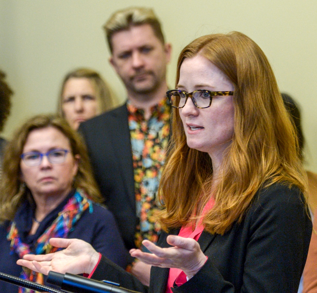 (Leah Hogsten  |  The Salt Lake Tribune) Katrina Barker with Planned Parenthood of Utah presents the findings of the 2020 Reproductive Rights Poll on Monday at the Capitol. Alliance for a Better Utah, Planned Parenthood of Utah, the ACLU of Utah and Family Planning Elevated released the results of a Utah-specific poll on the issues of sex education, contraceptive access and abortion, Feb. 24, 2020.