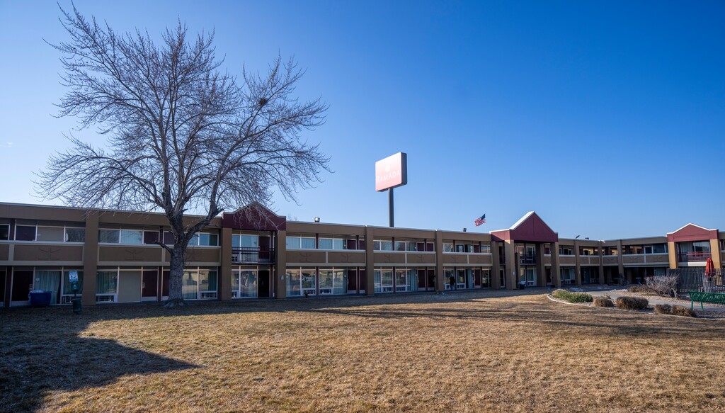 (Rick Egan | The Salt Lake Tribune) The Ramada on North Temple, Monday, Jan. 31, 2022. The building was used as an overflow shelter last winter. Now, city officials want to give a developer $2 million to help convert it into permanent supportive housing.