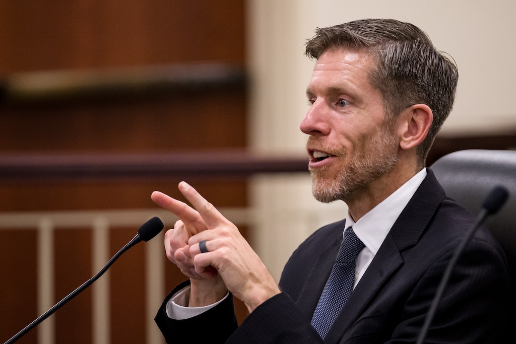 (Trent Nelson  |  The Salt Lake Tribune) John Nielsen answers a question during a hearing for his nomination to the Utah Supreme Court at the Utah Capitol in Salt Lake City on Thursday, Oct. 30, 2025.