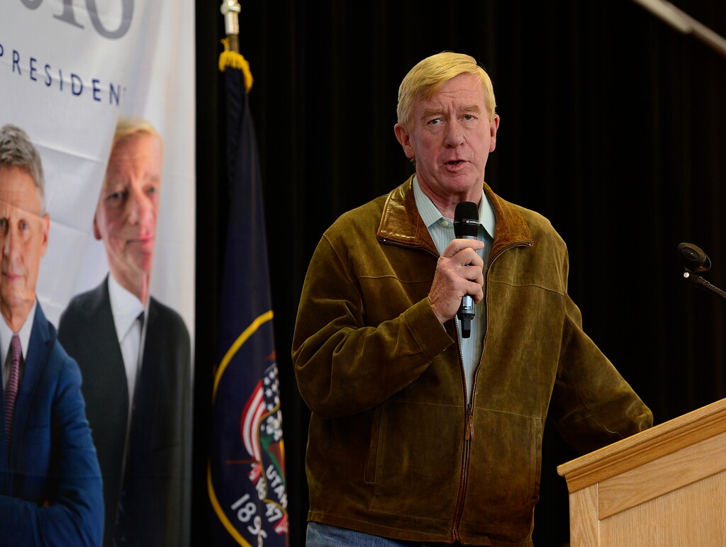 Scott Sommerdorf   |  The Salt Lake Tribune  Massachusetts Governor William Weld speaks at a rally for Gary Johnson, Libertarian for President at the University of Utah Student Union, Saturday, August 6, 2016. Utah Air .